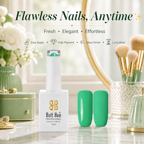 Image of Bolt Bee Fresh Mint Color Gel Nail Polish Soak Off UV Gel DIY at Home 15ML Manicure Salon Nail Art
