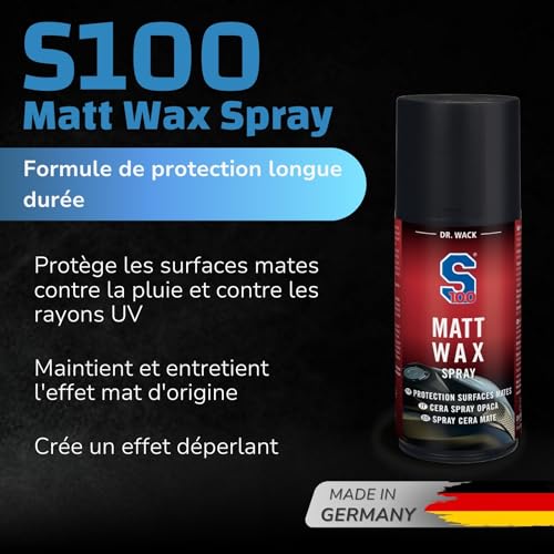 Cire mate moto S100 Dr. Wack - Spray de protection longue durée de 250 ml
