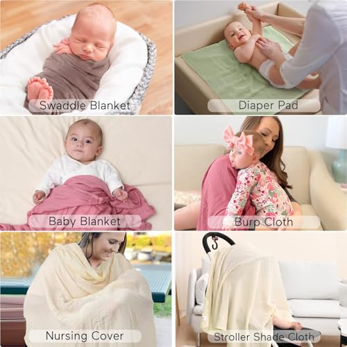 Image of Momcozy Muslin Swaddle Blankets, 4-Pack Breathable and Skin-Friendly Receiving Blankets, Swaddle Blanket Shower Gifts & Baby Registry Essentials, Large 47 inchx47 inch, Soft Pastels