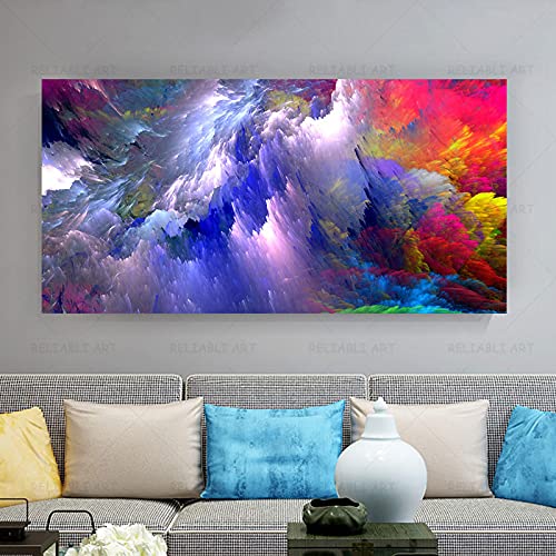 Toile nuage coloré abstrait 60x120 cm pour habiller un grand mur vide de salon