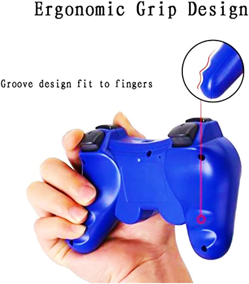 Game Controller for PS3 - Wireless Dual Vibration 3 KLNO Gamepad, Best Gifts for Kids, Son and Father in Family Playing with USB Charger Cable, for Sony Playstation 3(Blue)