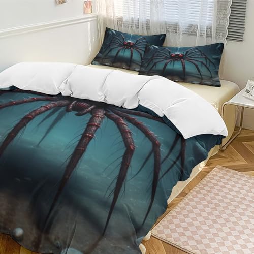 Araignée 3D housse de couette 220x240 linge de lit microfibre 3 pièces