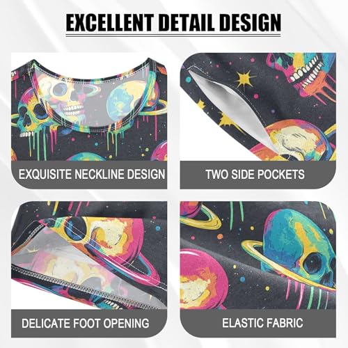 Skull Pajama Set Pajamas Sleepwear Nightwear Loungewear Clothes Set B04043644