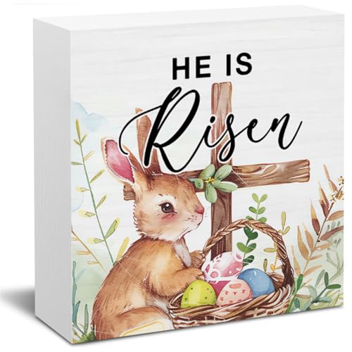 He Is Risen Bunny and Eggs Decor