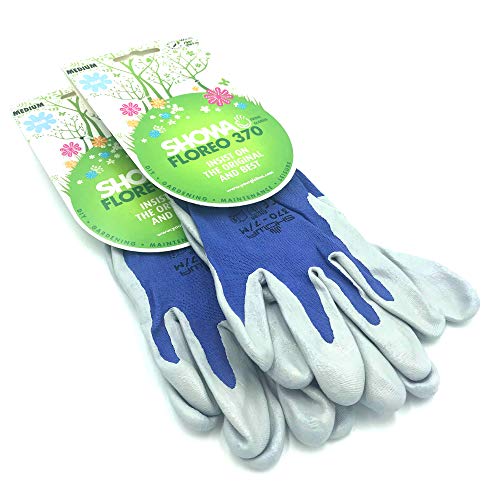 Lot de 2u00a0paires de Showa Floreo 370u00a0Gants de jardinage légersu00a0u0096u00a0Medium bleu