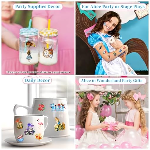 Alice in Wonderland Temporary Tattoos, 96pcs - Image 7
