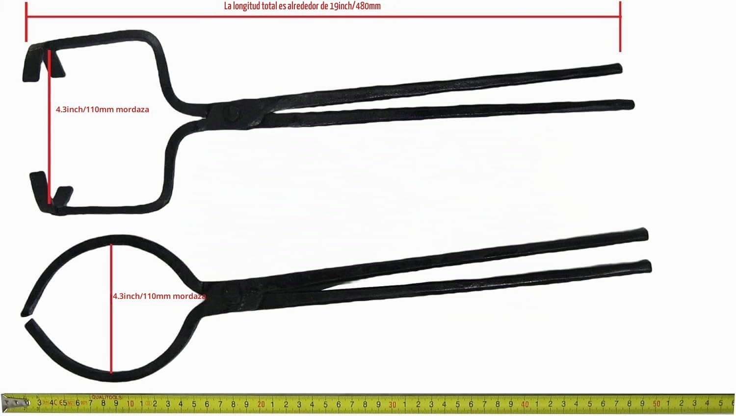 Pinzas de crisol de 4 kg a 8 kg para derretir metal, herramientas de fundición de fundición, pinzas de elevación y vertido, 19 pulgadas