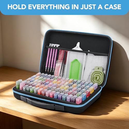 Image of MERATIA Diamond Painting Storage Case Organizer, 80 Slots with Accessories