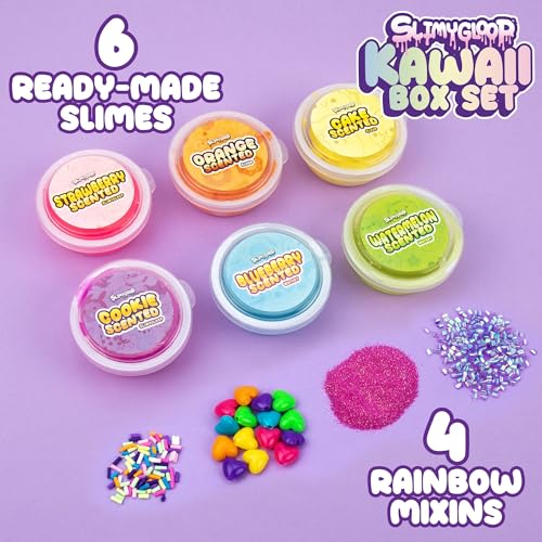 Slimygloop Kawaii Box Set - 6-Pack Scented Slimes With Fluffy Cloud, Glitter, Water, Fun Add Ins - Kids Party Favors, Goodie Bags, Bulk Food Slime - Thumbnail 2