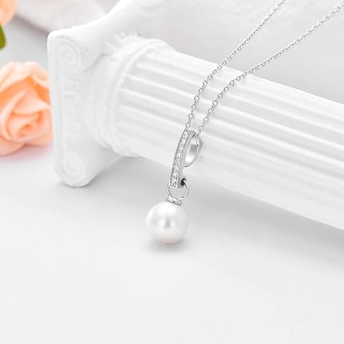 Miniatura 3 de Collar de perlas colgantes de diamantes naturales para mujer, chapado en oro blanco de 18 quilates, plata de ley 925, colgante de perlas cultivadas,
