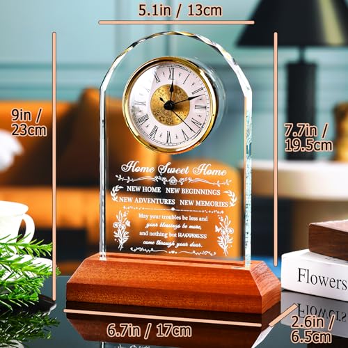 Image of Ornalrist House Warming Gifts New Home Glass Clock Keepsake with Wooden LED Light Base for Women Men Unique Housewarming Gift Ideas for Couples Blessing Warming Gifts for New House Family
