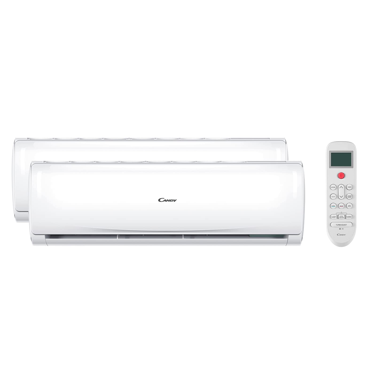 Candy, Climatiseur Smart Linea Pura, Climatiseur Dualsplit avec 1 unité extérieure et 2 internes 9000-12000 Btu, Silencieux, avec Self-Clean - Technologie d'expansion à froid et contrôle à distance