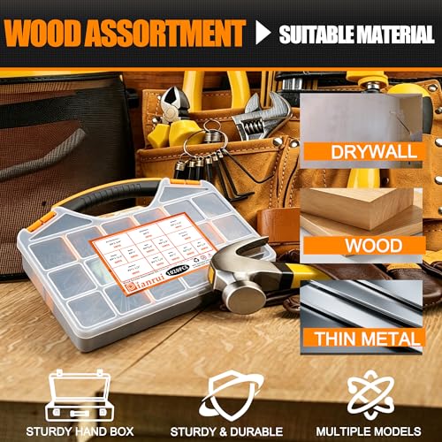 Image of Dianrui 1020 PCS High Hardness Wood Screws Assortment Kit, #6#8 Drywall Screws, Assorted Black Wood Screws, Phillips Flat Head Screw Set-13 Sizes (5 /8 inch,3 /4 inch,1 inch,1-1 /4 inch,1-1 /2 inch,2 inch,2-3 /4 inch)