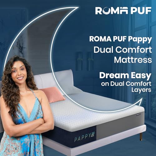 Image of ROMA PUF Pappy Dual Comfort Mattress | Anti Bacterial Mel Ion+ washabel Cover | Cooling Airwick 2D Layer | Ultimate Sleep Support | 7 Year Warranty (4 Inch, 72X35)