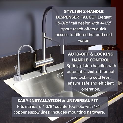 Image of Westbrass DT1F262-26 Docalorah 10 inch 2-Handle Hot and Cold Water Dispenser Faucet with Digital Tank and Filter, Polished Chrome