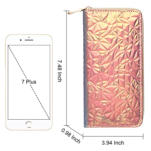 Image of KUKOO Glitter Wallet for Women Shiny Long Phone Clutch Purse Ladies Card Holder