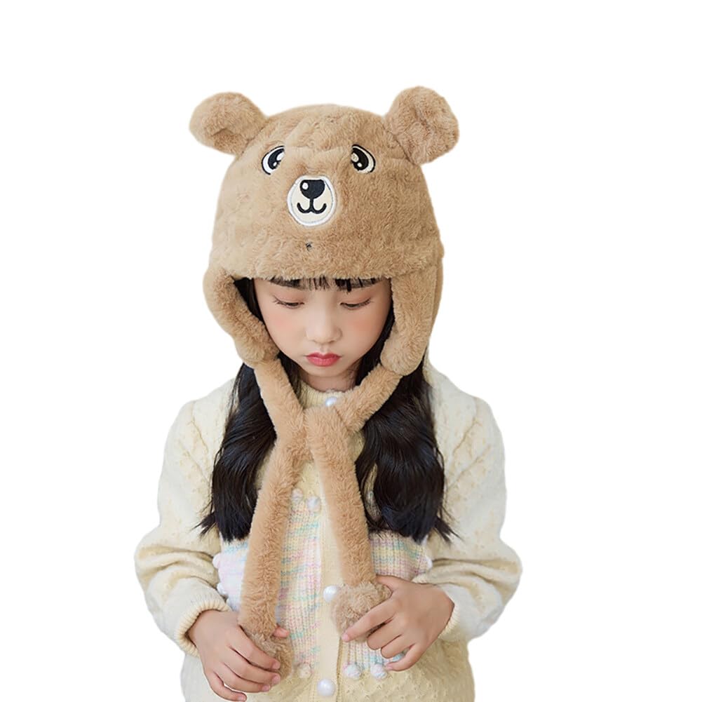 Zcargel Kids Plush Hats, Funny Deer Duck Bear Kitten Rabbit Panda Plush Hat Cosplay Hat Christmas Party Hat Holiday Hat Funny Plush Animal Hat Cute Cap For Age: 4-10 Years