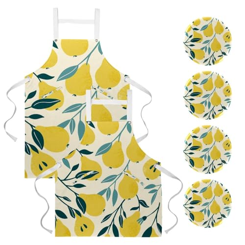 Tablier de serveuse pour restaurant et bar avec motif poires mûres