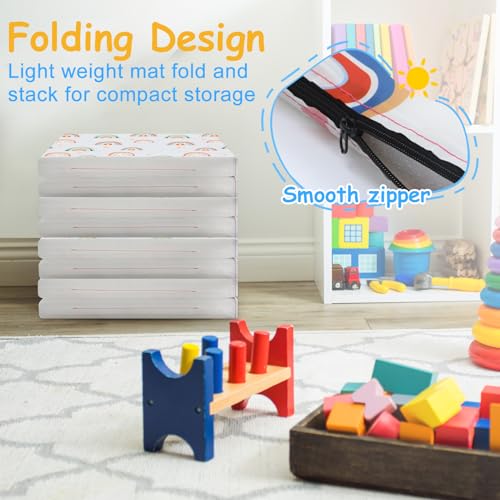 Image of Shellwei Vinyl Nap Mat Kid Preschool Daycare Sleep Mat,Rainbow