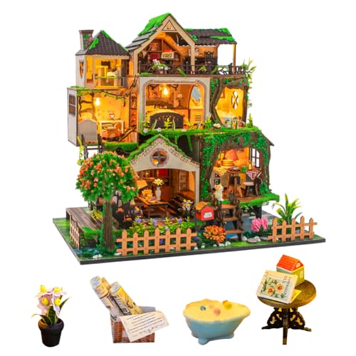 Mini maison de poupée en bois 1:24 avec éclairage LED intégrable