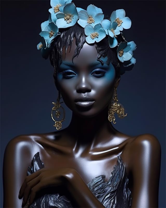 Rompecabezas para adultos y familia, rompecabezas de 500 piezas, para mujer afroamericana, exquisito, pañuelo para la cabeza, formación de flores,