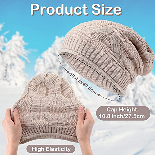 9 Pieces Knit Slouchy Hat For Women Men Oversized Soft Warm Winter Hat Chunky Stretch Cable Knit Beanie Skully (Cute Colors) #TOP1