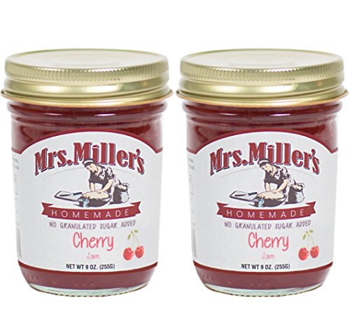Mrs. Miller's Amish Homemade Cherry No Granulated Sugar Added Jam 9 Ounces - Pack of 2 (No Corn Sugar) image 2