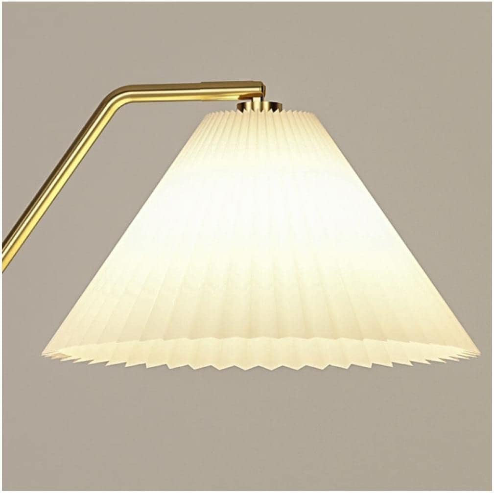 Lampka Do Czytania Nowoczesna lampa podłogowa z szufladą. Metalowa lampa podłogowa z regulacją wysokości. Lampa stojąca z plisowanym abażurem z tkaniny PłYnna Jasność