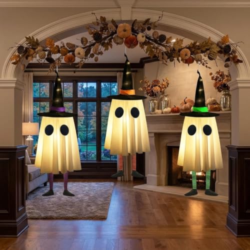 3-Pack 23.6" CYSKXYI Halloween Ghost & Witch Hat Hanging Lights - image 7