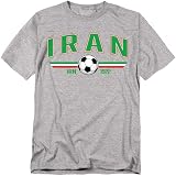 Popfunk Iran Classic Futbol World Soccer Crest with Ball Unisex Adult T Shirt, Athletic Heather, Small