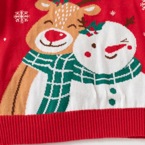 Image of Girl Ugly Christmas Sweater - Boy Double Layer Knitted Reindeer Holiday Xmas Pullover Sweater Kids 2-9 Years Old