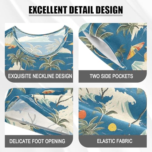 senya Wave Palm Surfboat D Summer Pajamas Set Short Cotton Sleepwear 2 Piece4