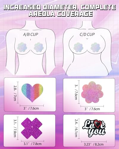 Image of CICKEE Pasties Rave Pack 27 Pairs Multicolor Nipple Covers Pasties Glitter Pasty