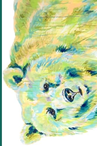 "Ol' Bear" by Jennifer Moreman: Green and Gold Sweet Bear 6x9" 120 Page Wide Rule Notebook