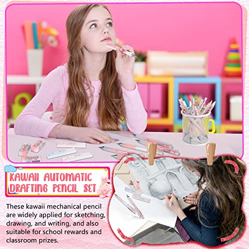 15 Pcs Cherry Blossom Mechanical Pencils Set With 6 Kawaii Automatic Pencils 0.5Mm, 6 Cute Pencil Refill And 3 Cherry Erasers For School Office Woman Girls Drawing Gifts #TOP4
