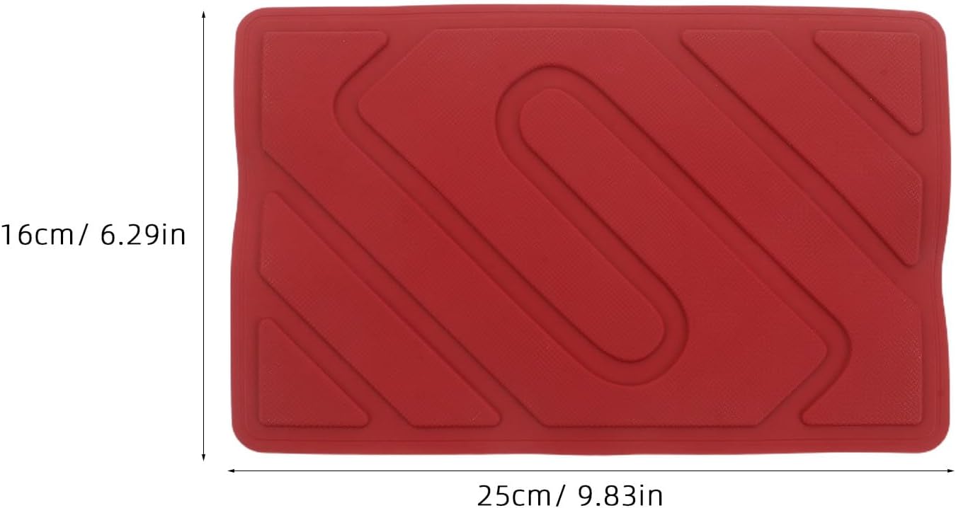 5pcs Car Vehicles Trucks Floor Carpet Mat Patch Heel Scuff Plate Foot Rest Pedal Pad - Anti-Skid Automotive Patches for Most Vehicles (Red)