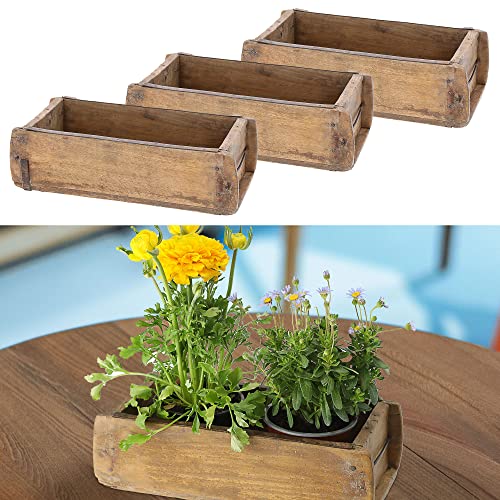 Cepewa Juego de 3 cajas de madera con forma de ladrillo, aspecto desgastado, 30 x 9 x 15 cm, herrajes de metal de madera antigua, caja decorativa (1 juego de 3 cajas de madera con forma de ladrillo)