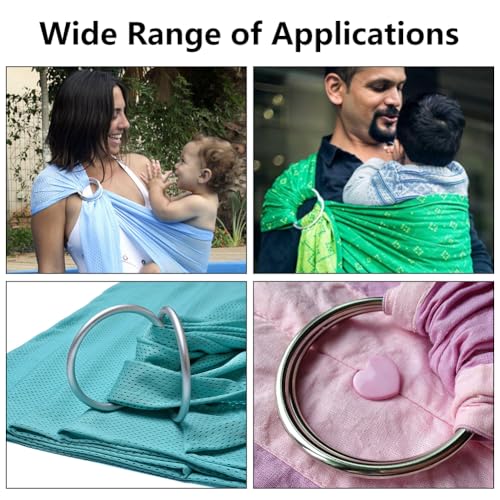 Baby Sling Ringe,2pcs Tragetücher Ringe,Tragbar Aluminiumring für Kleinkinder,Kinder Tragetuch Silber,Baumwolle Wrap Aluminium Ringe,Babytragetuch Ring Zubehör für Kleinkinder