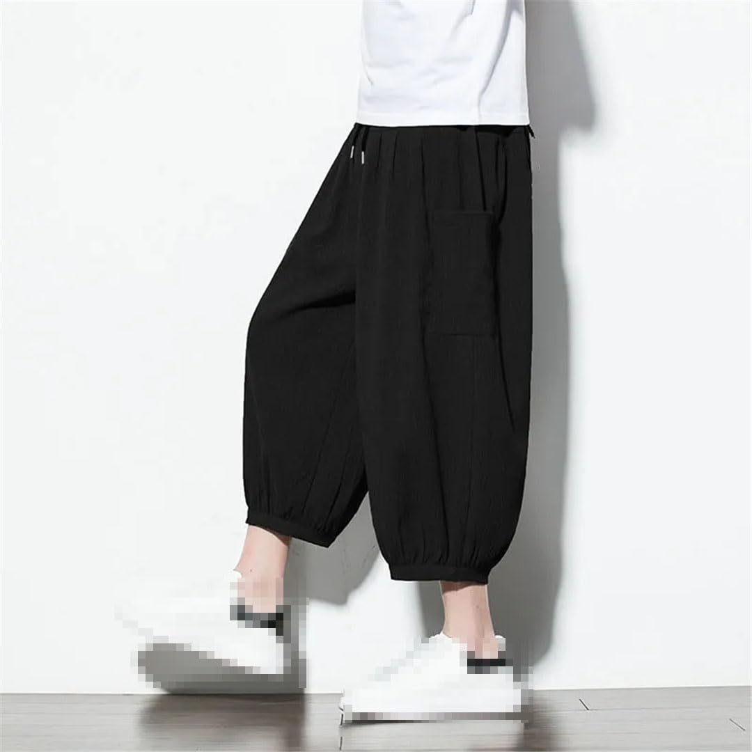 Pantalones Casuales para Hombre Pantalones De Verano Pantalones De Pierna Ancha Holgados con Bolsillo