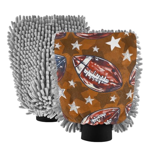 IOACIY Absorbent Microfiber Car Wash Drying Mitts, 2 Pack, Scratch-Free & Lint-Free, Rich Foam, Highly Absorbent, Double Sided, Wash Mitt Perfect for Car Washing, L, Football (11)