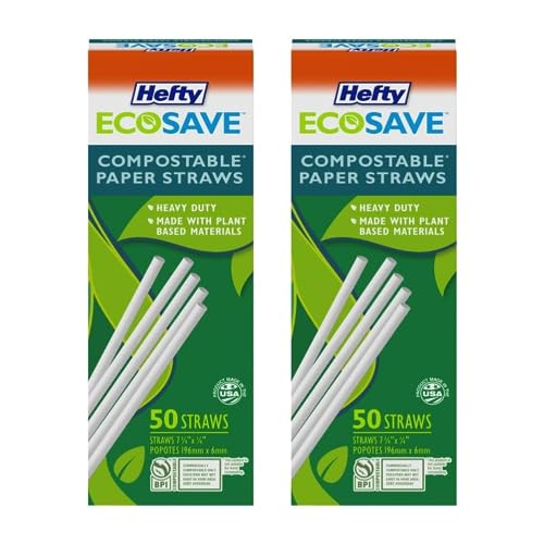 Hefty ECOSAVE Pitillos de Papel Compostables 50 Unidades miniatura 1