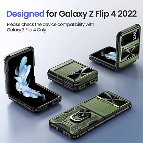 Vego For Samsung Flip Case, Galaxy Z Flip Case With Hinge Protection & Built-In Screen Protector, 360° Magnetic Ring Stand Protective Phone Cover, Drop Proof For Samsung Galaxy Z Flip G - Green #TOP2