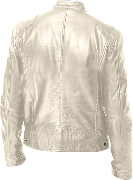 Mens Pu Leather Multi Pocket Jacket Stand Collar Full Zipper Cardigan Motorcycle Bomber Jackets Zip Up Windbreaker