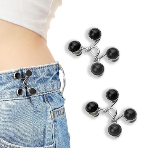 Image of Adjustable Waist Buckle for Loose Jeans Pants Pearl Detachable Instant Button Pins Tightener Fit Skirt Robe Tightening Extender Skirts Jean Teddy Clips
