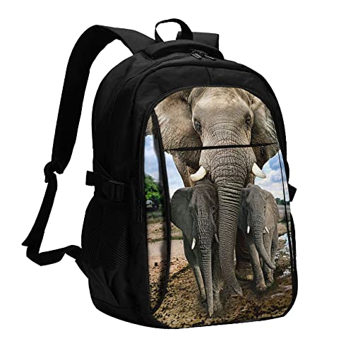 Sac à dos de voyage ordinateur éléphant animaux sauvages africains