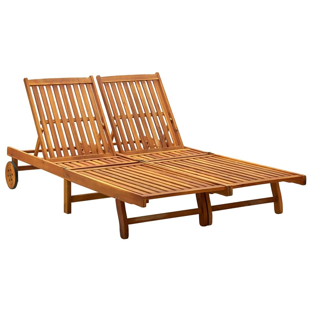 vidaXL Tumbonas 2 Personas Hamaca Doble Cama Salón Diván Asiento Piscina Playa Jardín Patio Terraza Balcón Exterior Muebles Madera Maciza de Acacia