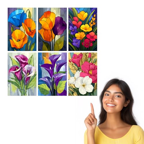 Image of SiddArtify Floral Wall Art Prints Set - Modern Flower Poster Decor for Living Room Bedroom Office - 12x18 inch Sticker Pack of 6