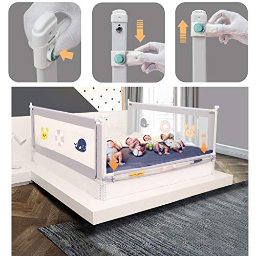 Barandilla de cama plegable vertical gris para colchón de 2m y 1.5m 6