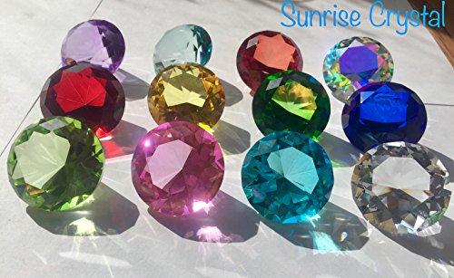 Sunrise Crystal Clear Diamond Jewel Paperweight Birthstone Box Set (12Pcs), 40Mm Crystal #TOP2