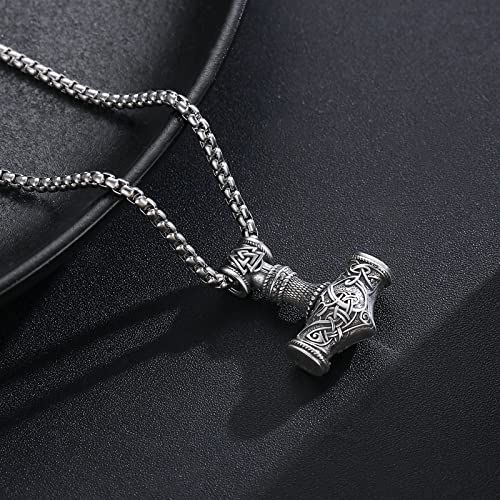925 Sterling Silver Thors Hammer Mjolnir Necklace Norse Viking Jewelry with Stainless Steel Chain3